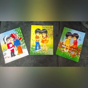 Vintage Lee Big Eye Boy And Girl Prints Set Of Three (3)
